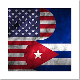 USA Cuban Dual Yin Yang Flag Posters and Art